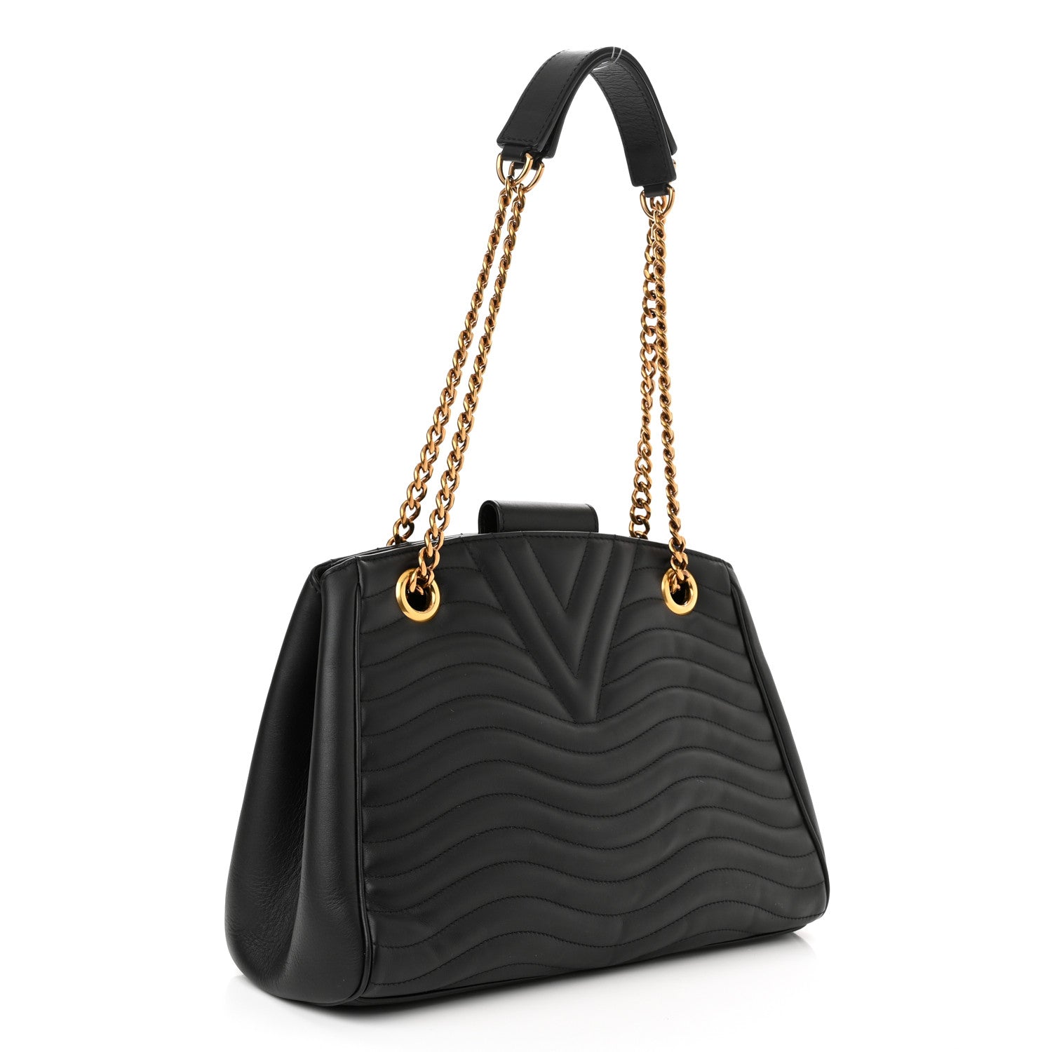 Louis Vuitton Calfskin New Wave Chain Tote Black 3 of 9