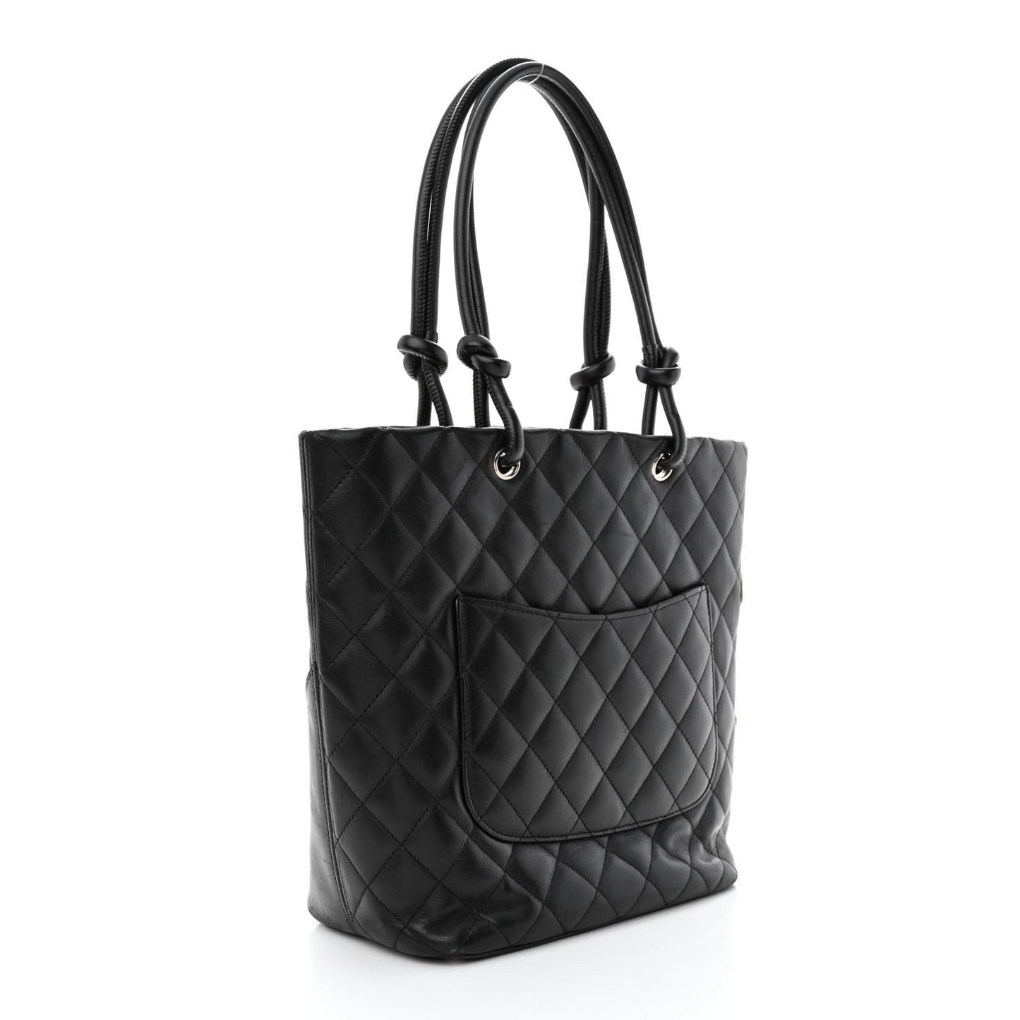 Calfskin Quilted Medium Cambon Tote Black White