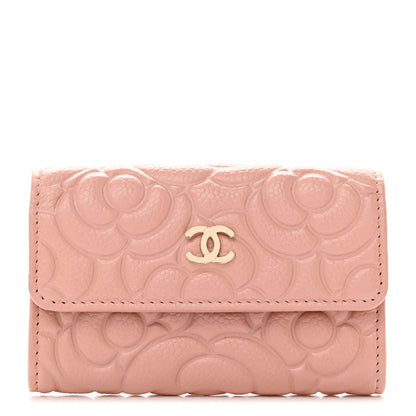 Chanel Caviar Camellia Embossed Card Holder Wallet Pink 1 of 9