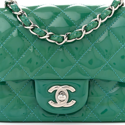 Chanel Patent Quilted Mini Square Flap Blue 8 of 10