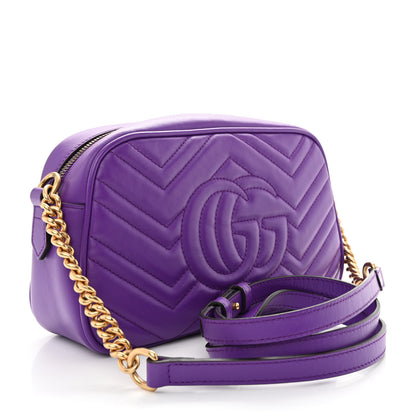Gucci Calfskin Matelasse Small GG Marmont Chain Shoulder Bag Shine Purple 3 of 10