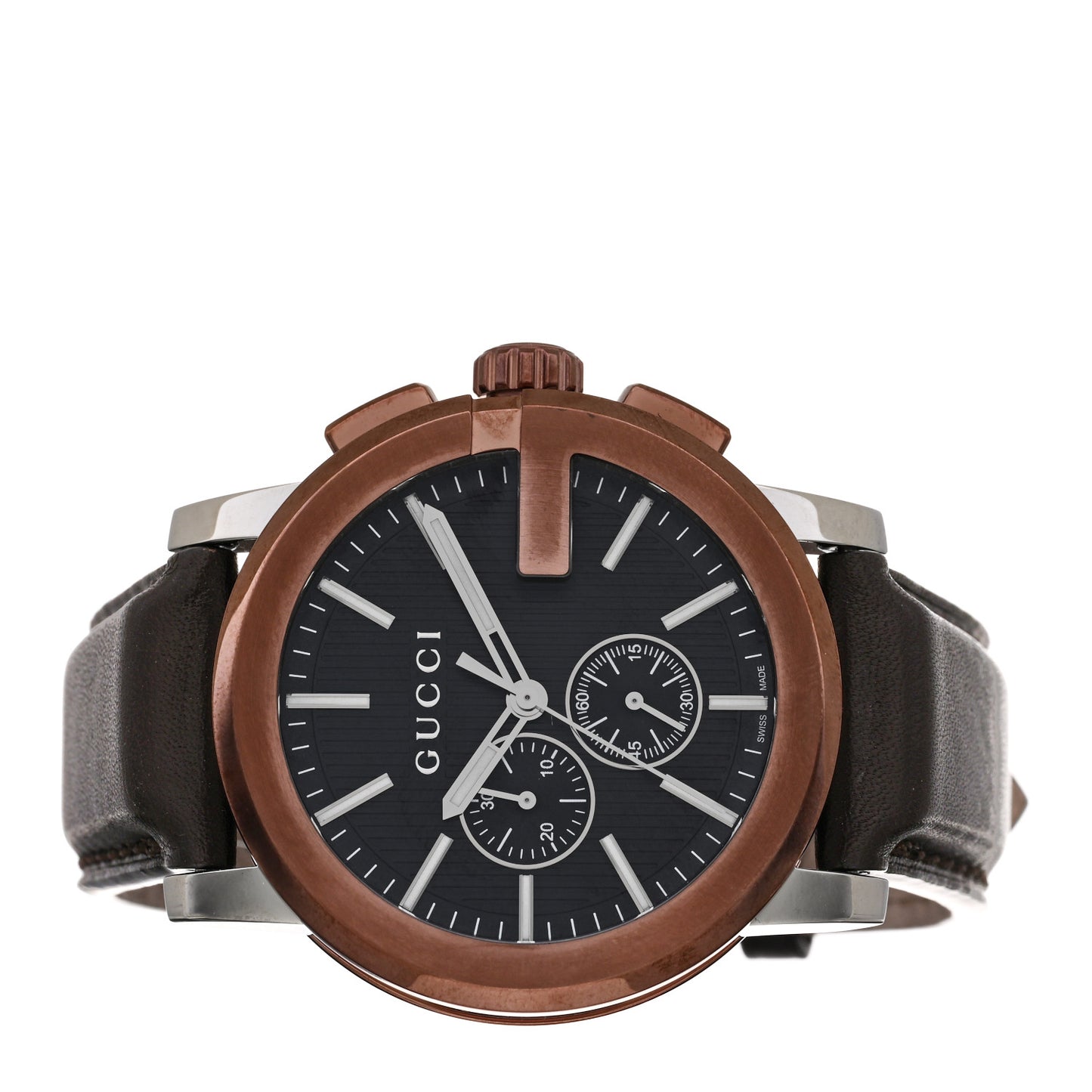 Stainless Steel Calfskin 44mm G-Chrono Quartz Watch Bronze