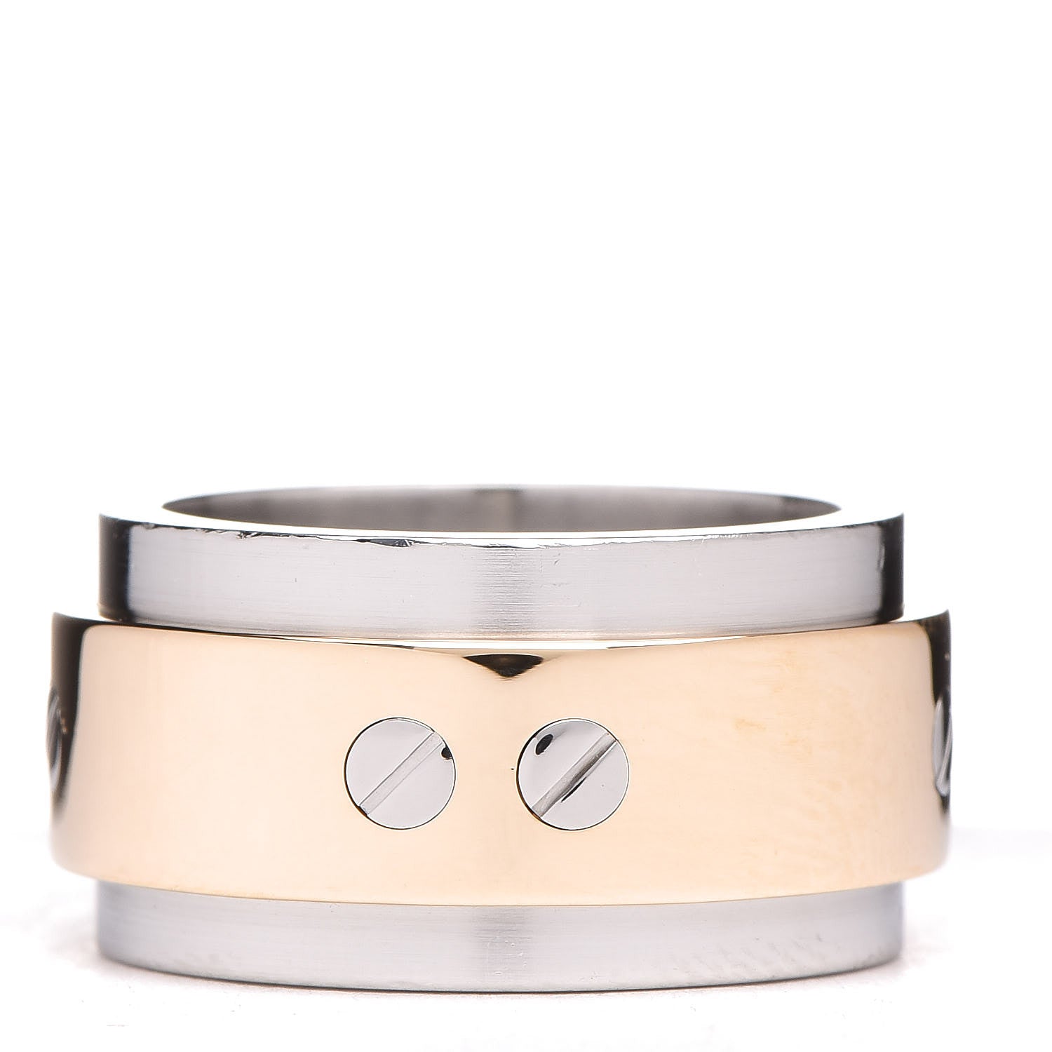Cartier 18K Yellow Gold Stainless Steel 12mm Santos Ring 56 7.5 3 of 4