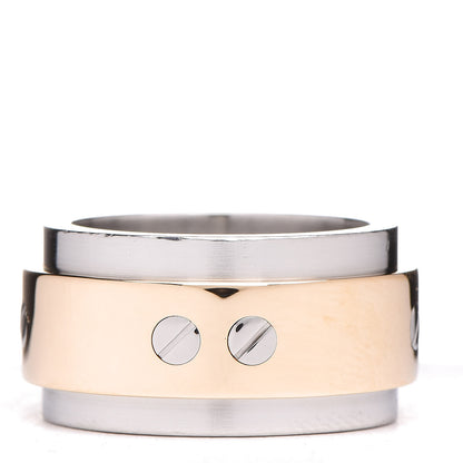 Cartier 18K Yellow Gold Stainless Steel 12mm Santos Ring 56 7.5 3 of 4