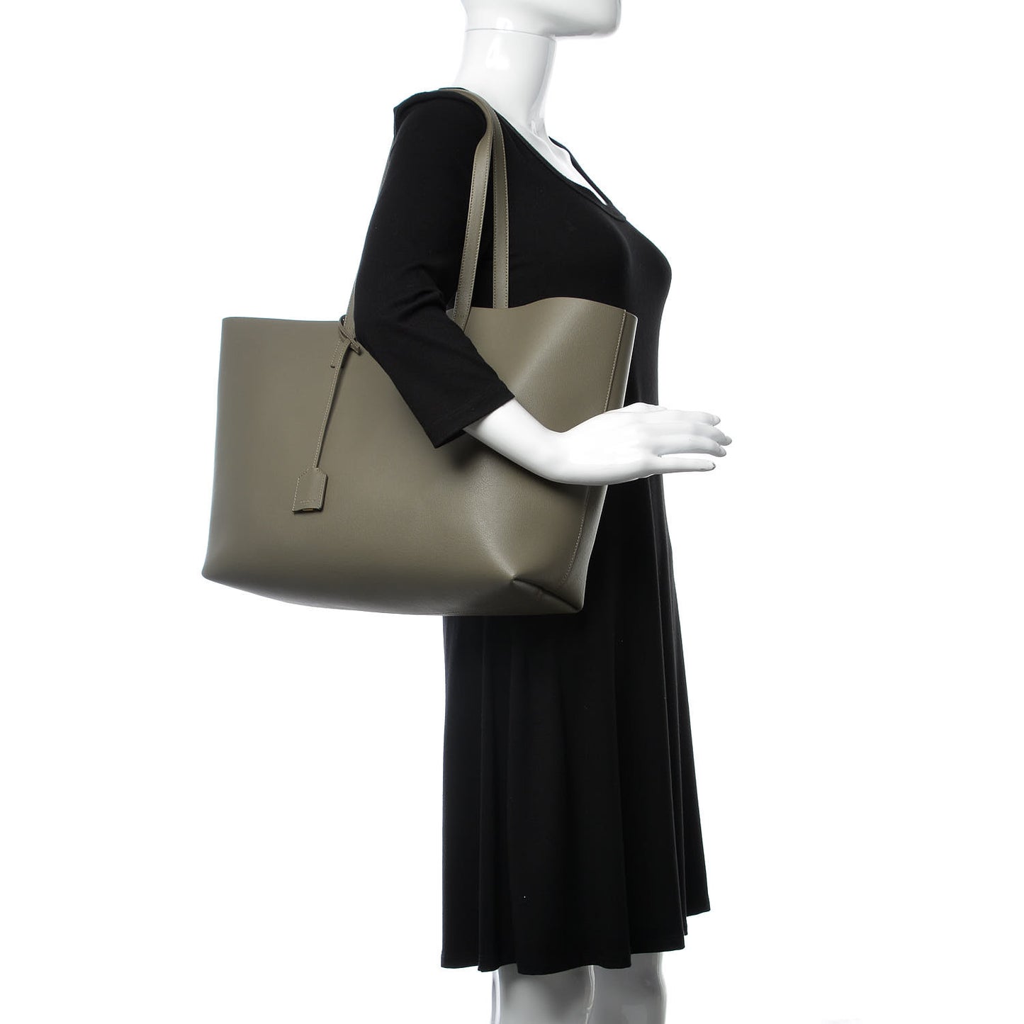 Calfskin Large Shopping Tote Kaki Militaire