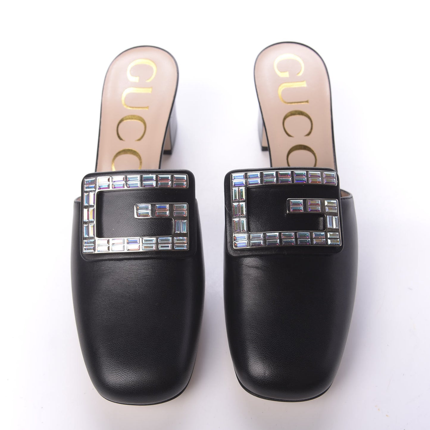 Malaga Kid Crystal Square G Madelyn 60mm Mules 37.5 Black
