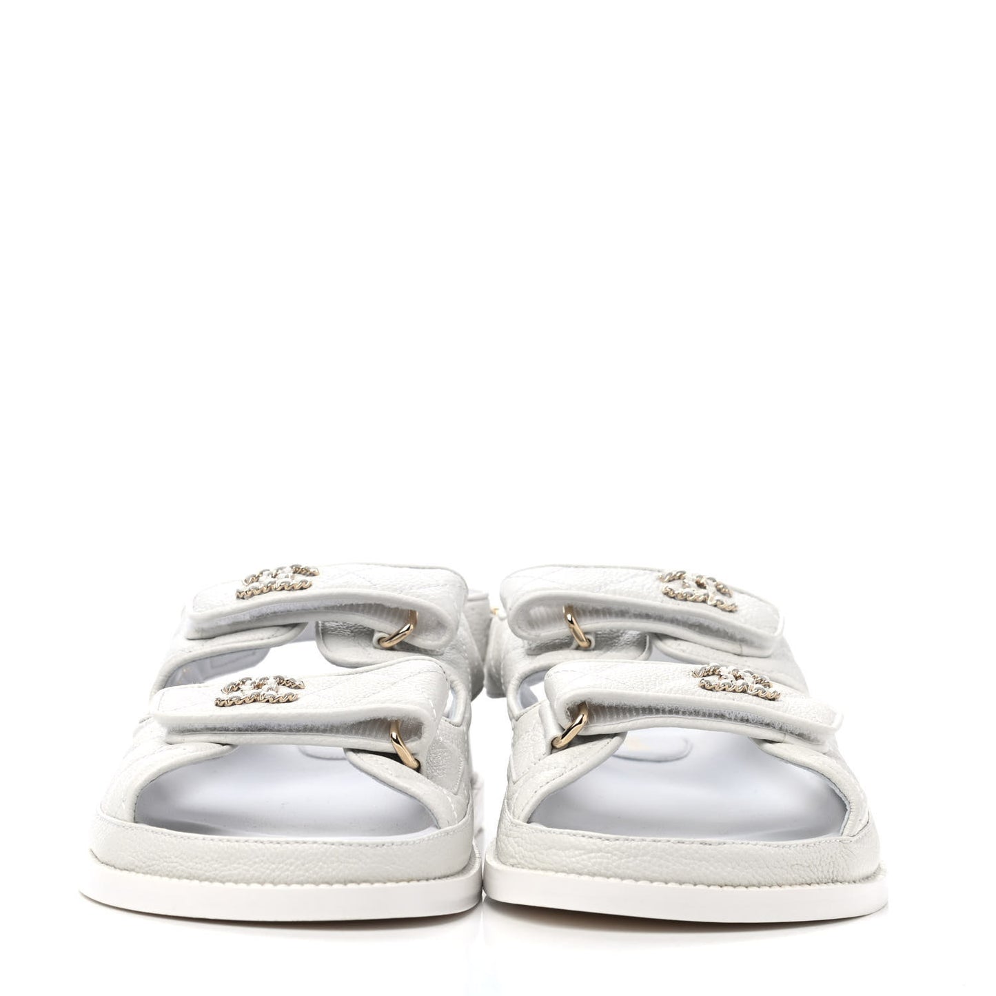Grained Calfskin Velcro Dad Sandals 39 White