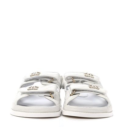 Chanel Grained Calfskin Velcro Dad Sandals 39 White 2 of 4