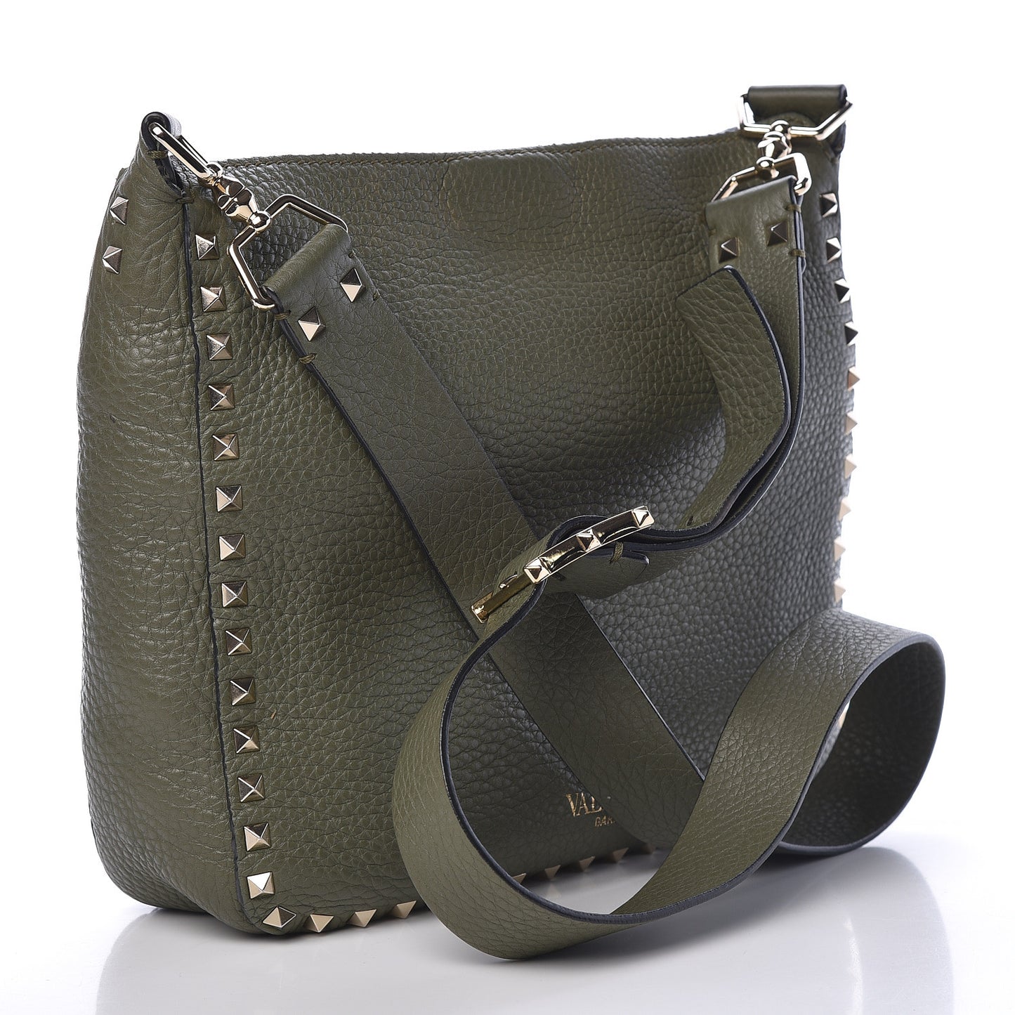 Pebbled Calfskin Small Rockstud Flip-Lock Messenger Bag Oasis