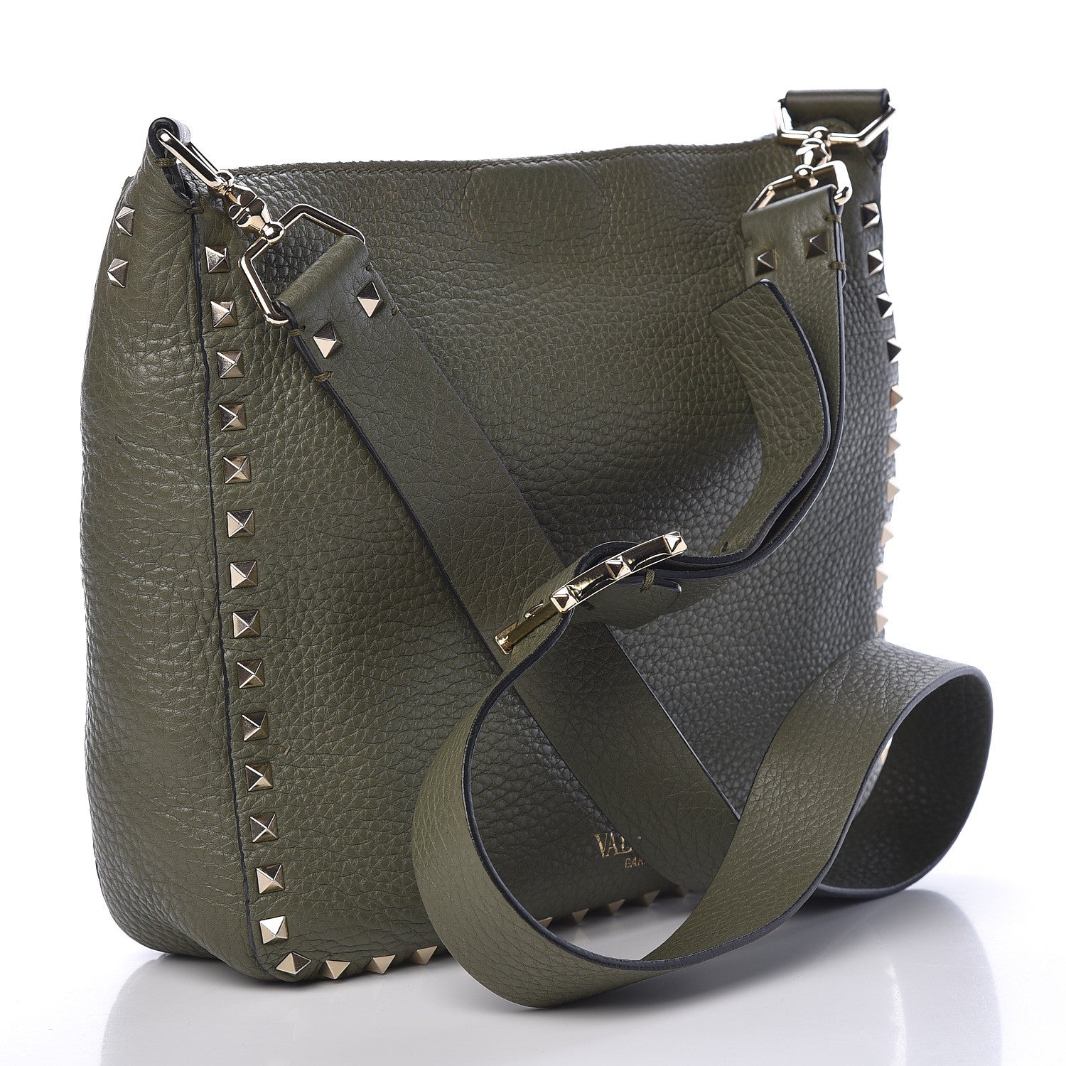 Valentino Garavani Pebbled Calfskin Small Rockstud Flip-Lock Messenger Bag Oasis 3 of 18