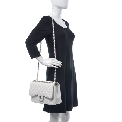 Chanel Caviar Quilted Jumbo Double Flap White 2 of 10