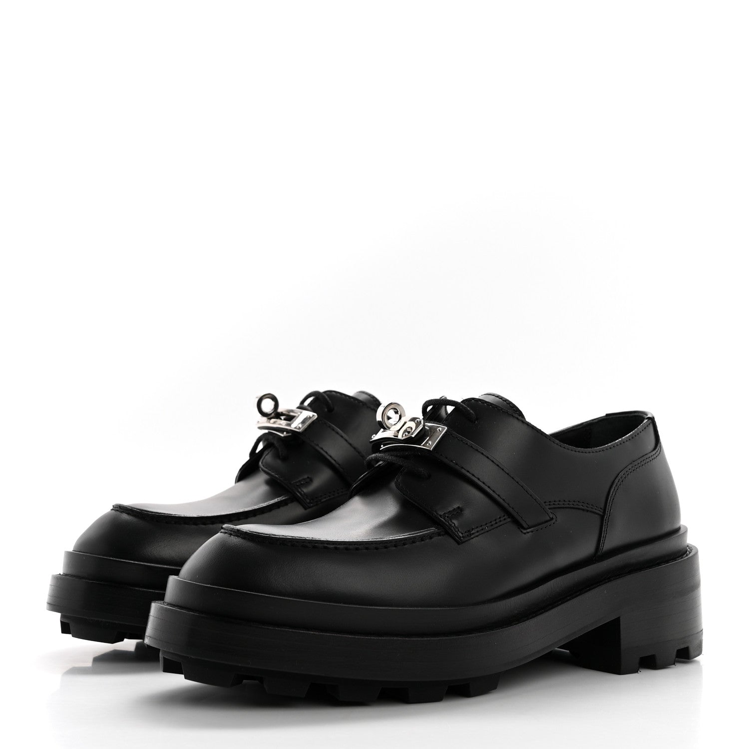 Hermes Glossed Calfskin First Oxford 35.5 Black 3 of 9
