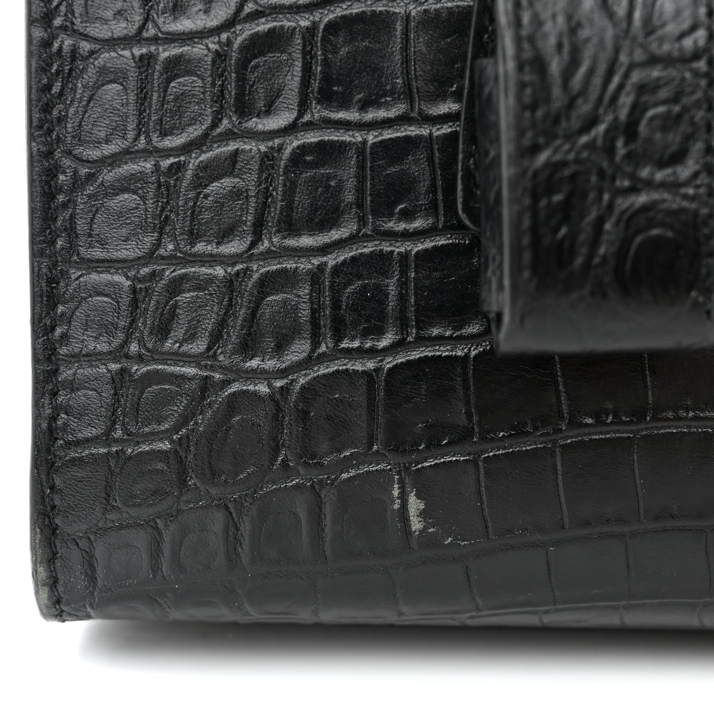 Calfskin Crocodile Embossed Baby Sac De Jour Black