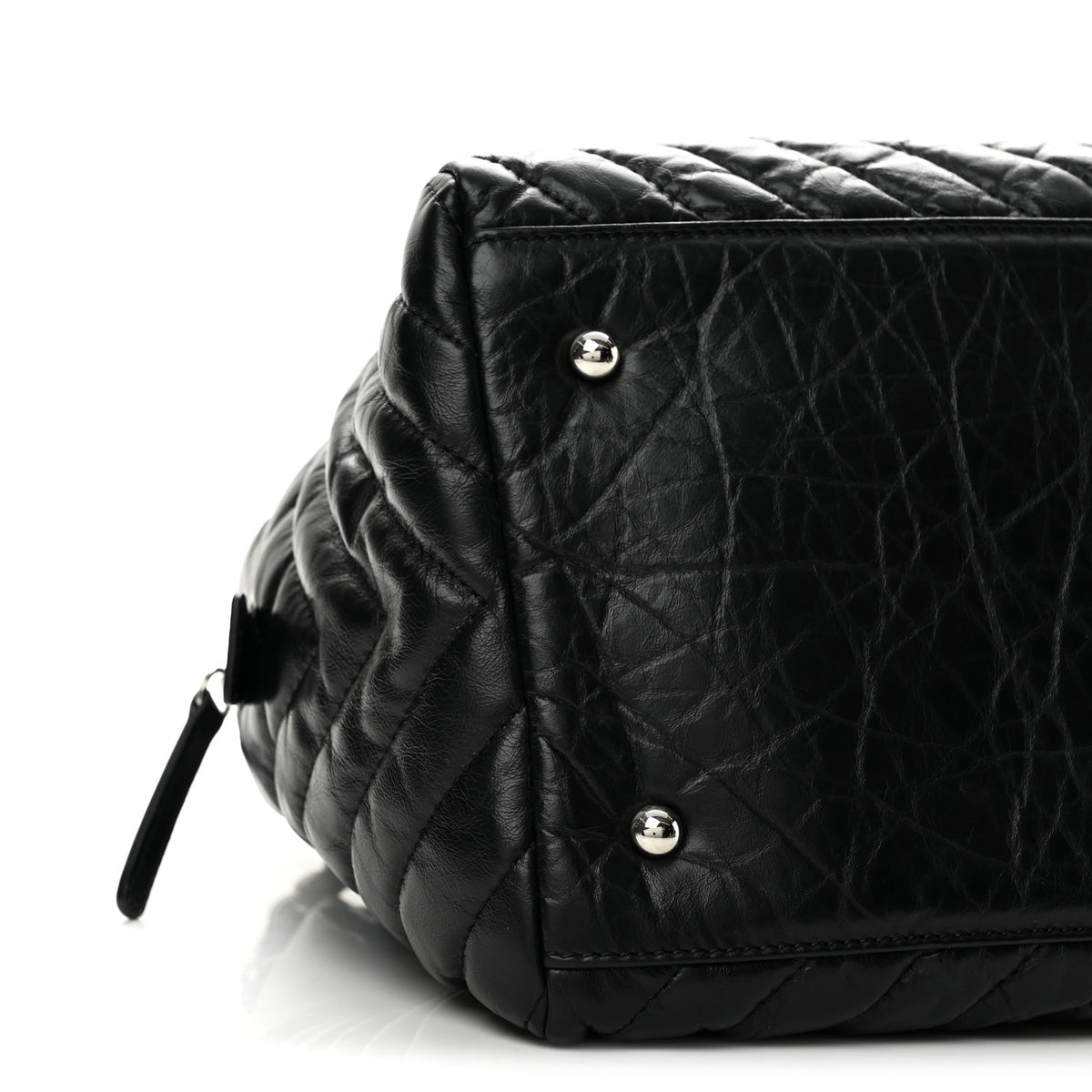 Chanel Aged Calfskin Chevron Medium Soft Bowling Bag Black 8 of 11
