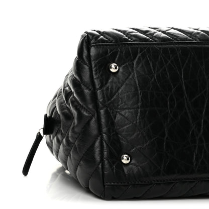 Chanel Aged Calfskin Chevron Medium Soft Bowling Bag Black 8 of 11
