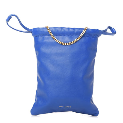 Saint Laurent Lambskin Paris Drawstring Pouch Bleu Majorelle 1 of 11