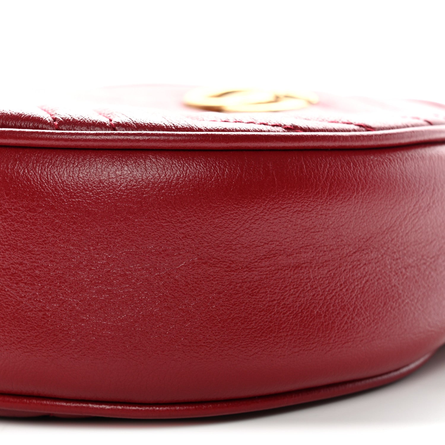 Gucci Glazed Calfskin Matelasse Heart Mini GG Marmont Round Shoulder Bag Romantic Cerise 10 of 10