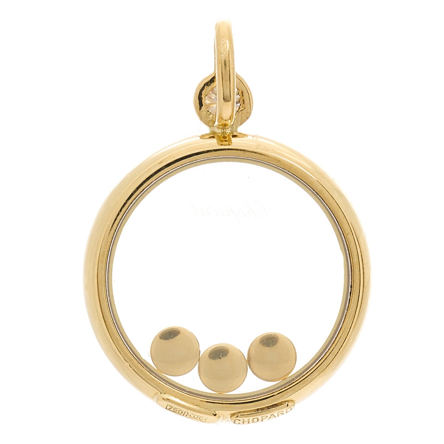 18K Yellow Gold Diamond Happy Diamonds Round Pendant