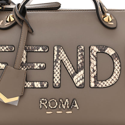 Fendi Vitello King Elaphe Python Print Logo Medium By The Way Boston Bag Tartufo Daisy Roccia 9 of 11