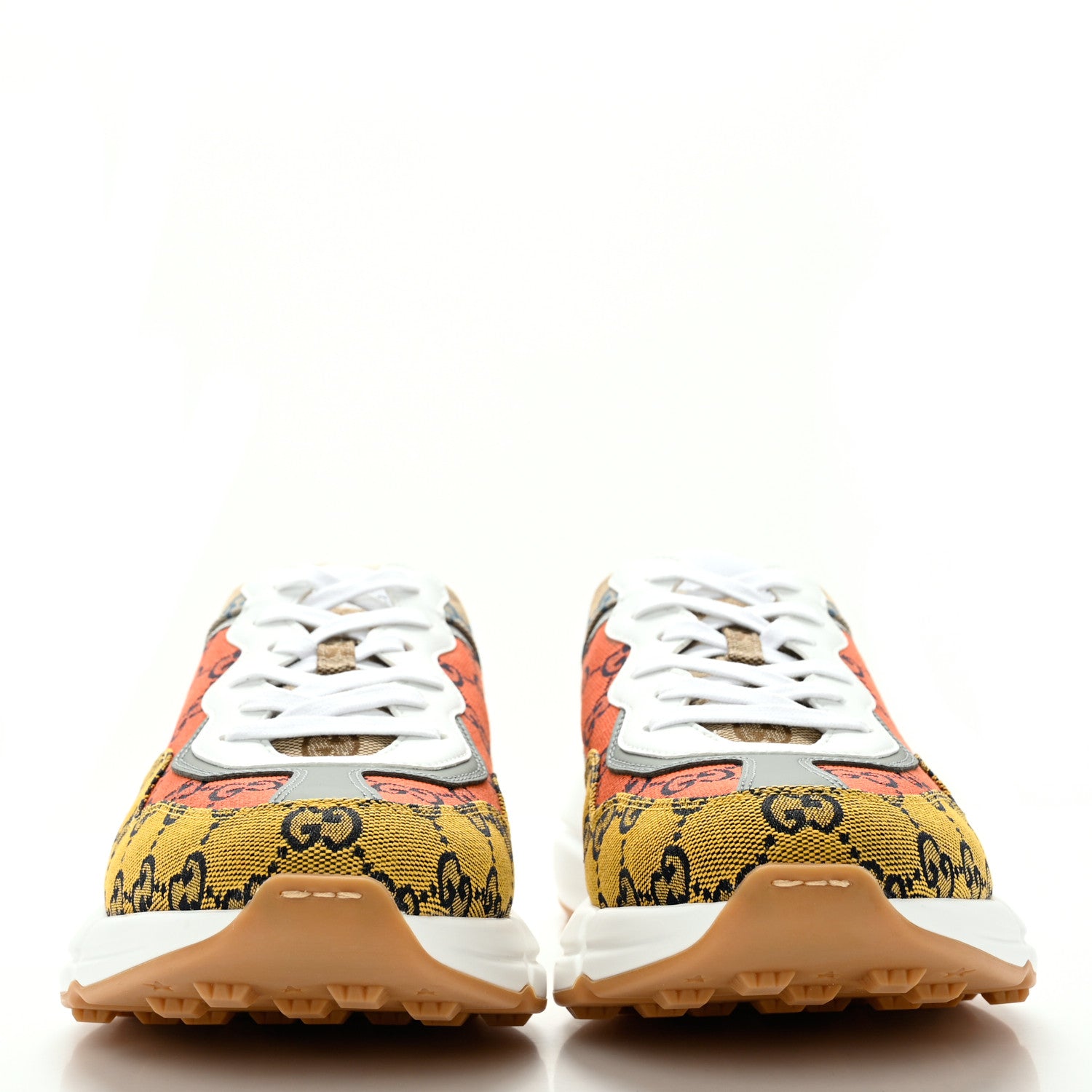 Gucci Monogram Multicolor Mens Rhyton Sneakers 10 Yellow Blue Great White Tabasco 2 of 10