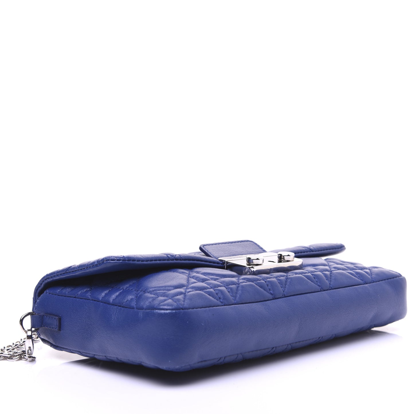 Lambskin Cannage New Lock Pouch Blue