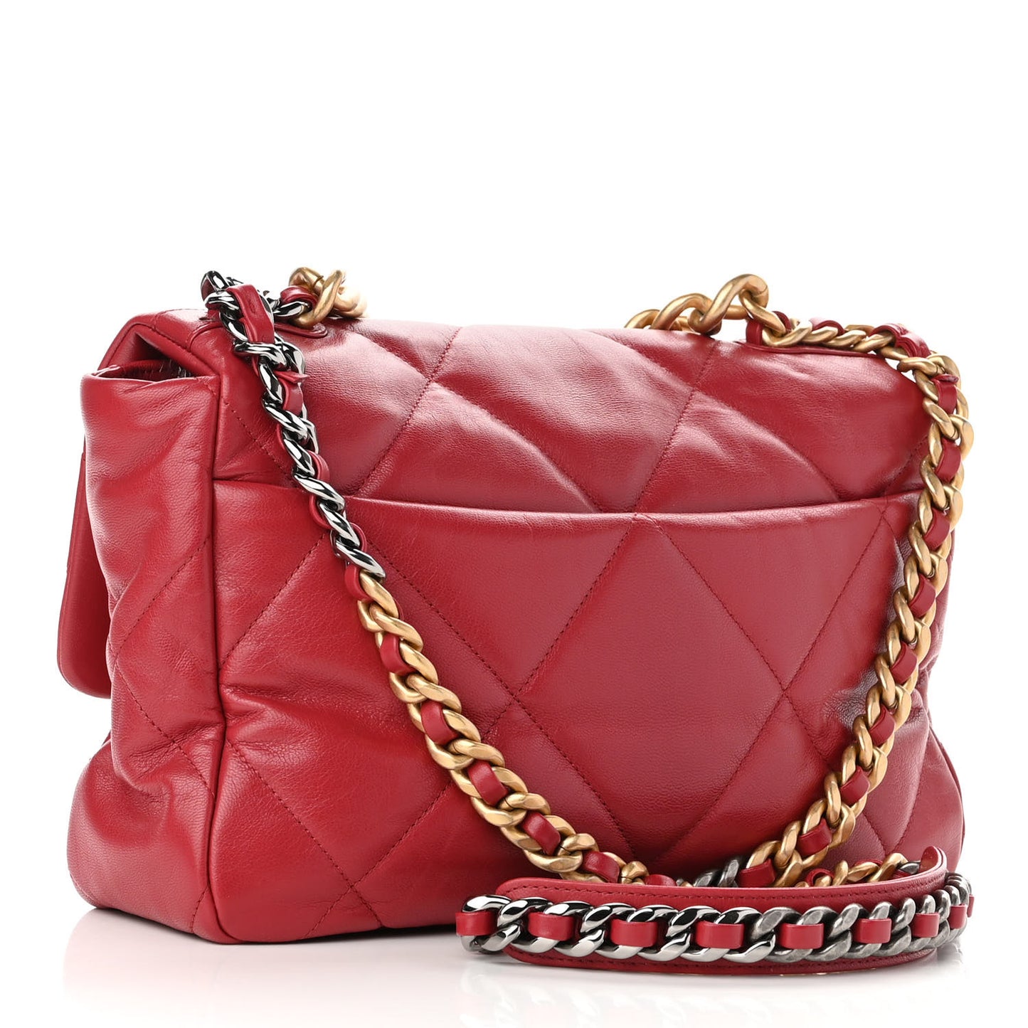 Goatskin Quilted Large Chanel 19 Flap Red
