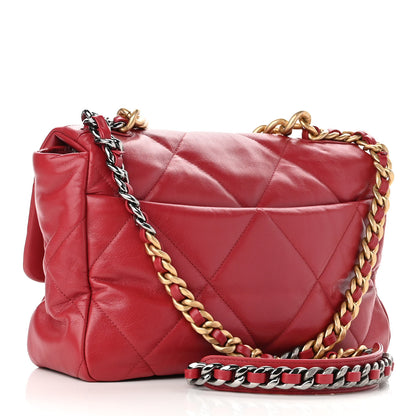 Chanel Goatskin Quilted Large Chanel 19 Flap Red 3 of 11