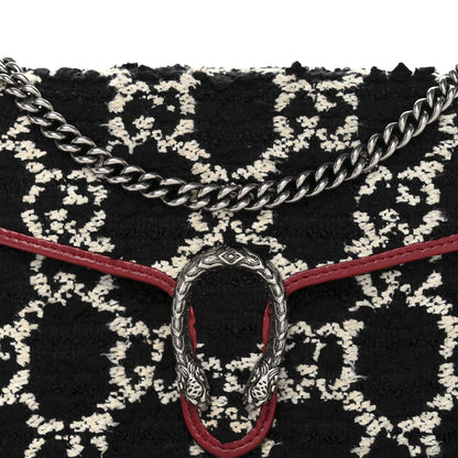 Gucci Tweed GG Monogram Mini Dionysus Chain Wallet Black White Romantic Cherry 7 of 11
