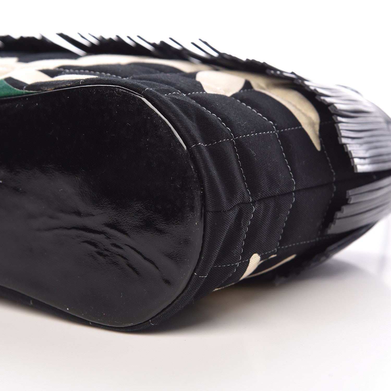 Chanel Canvas Patent Fringe Tote Black 9 of 11