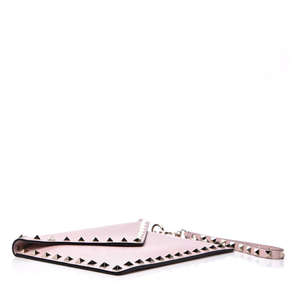 Valentino Garavani Pebbled Calfskin Medium Rockstud Envelope Flat Wristlet Pouch Water Rose 3 of 7