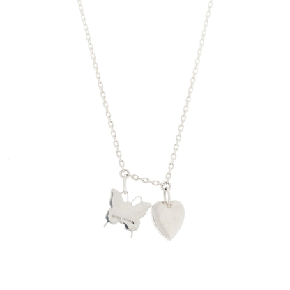Gucci Sterling Silver Trademark Butterfly Heart Charm Pendant Necklace 4 of 5