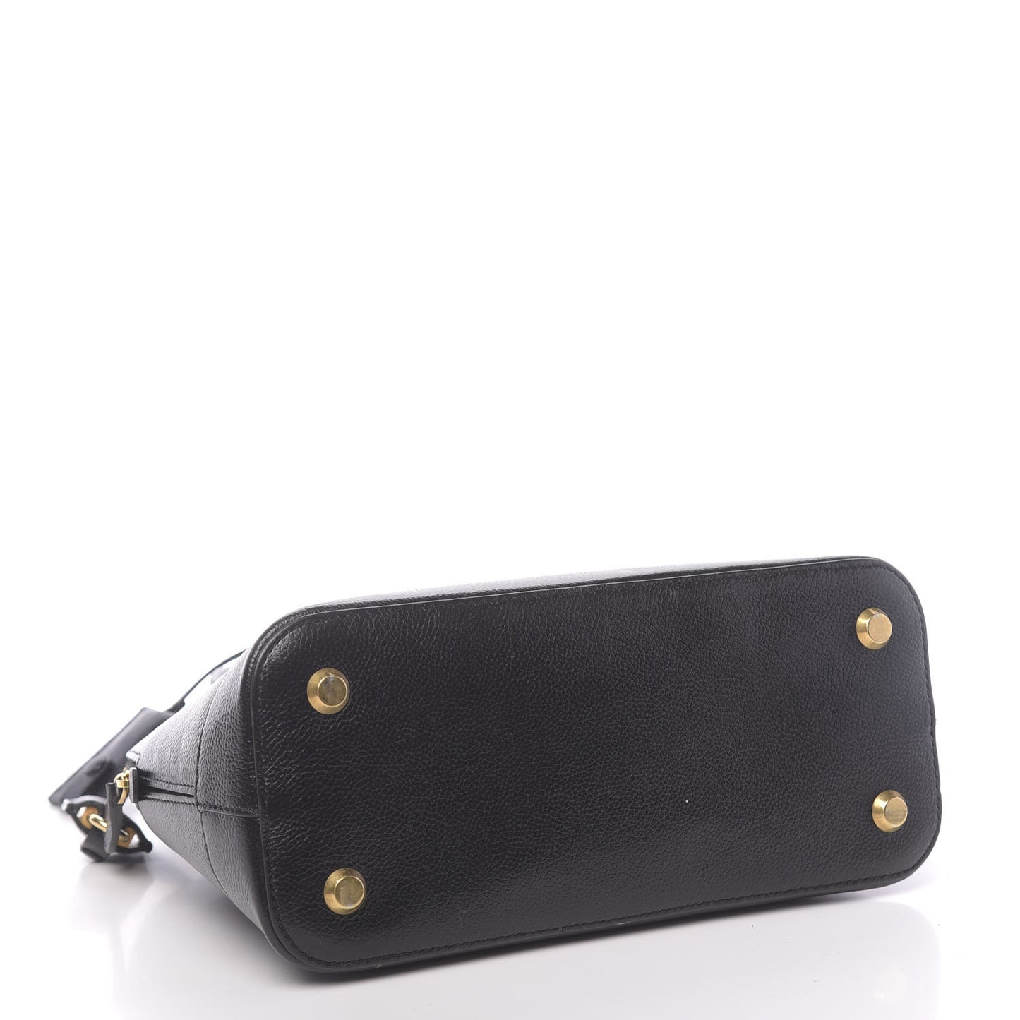Grained Calfskin Logo S Ville Top Handle Bag Black White