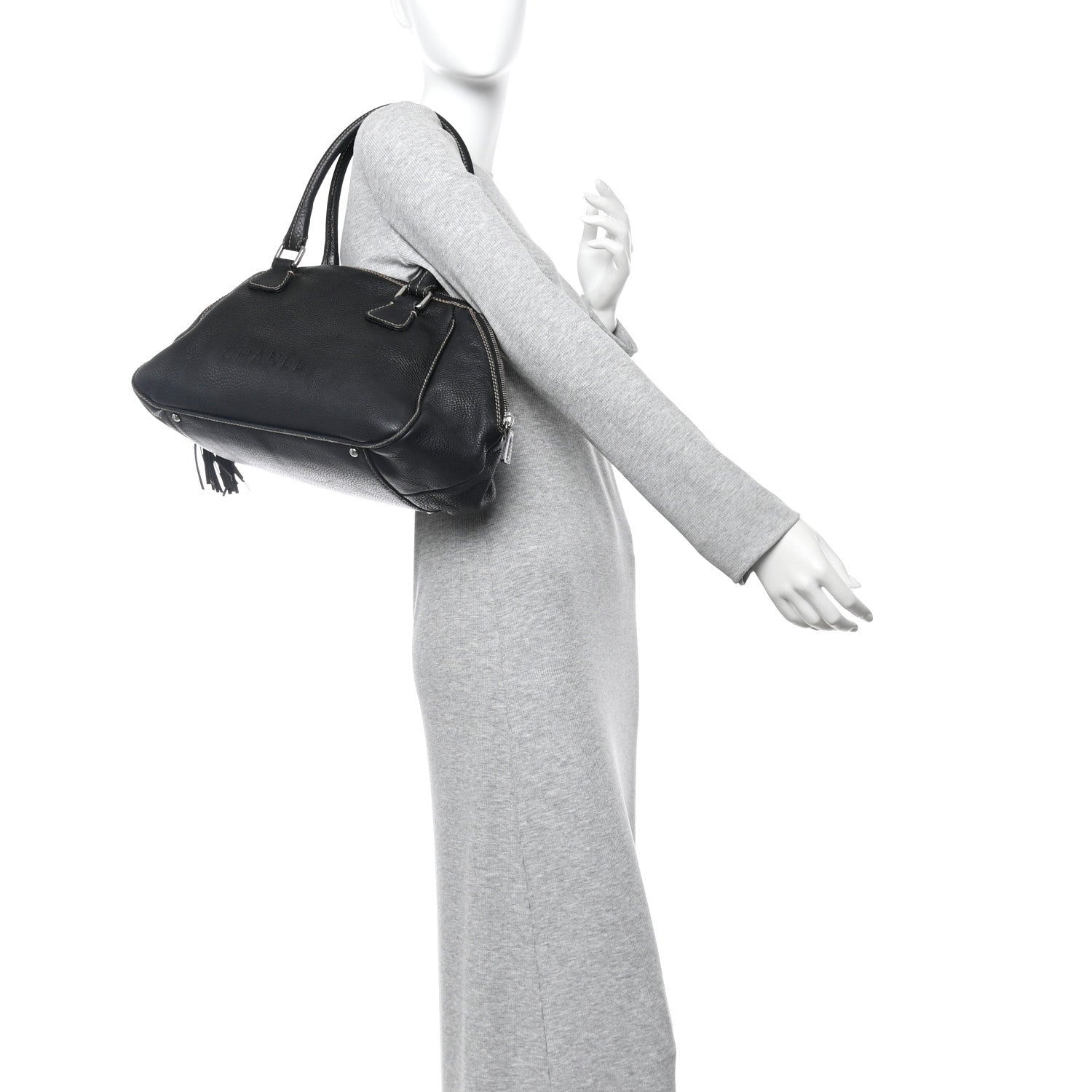 Chanel Calfskin Large Tassel Bowler Black 2 of 11