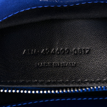 Saint Laurent Metallic Calfskin Y Quilted Monogram Small Loulou Chain Satchel Blue Royal 8 of 11