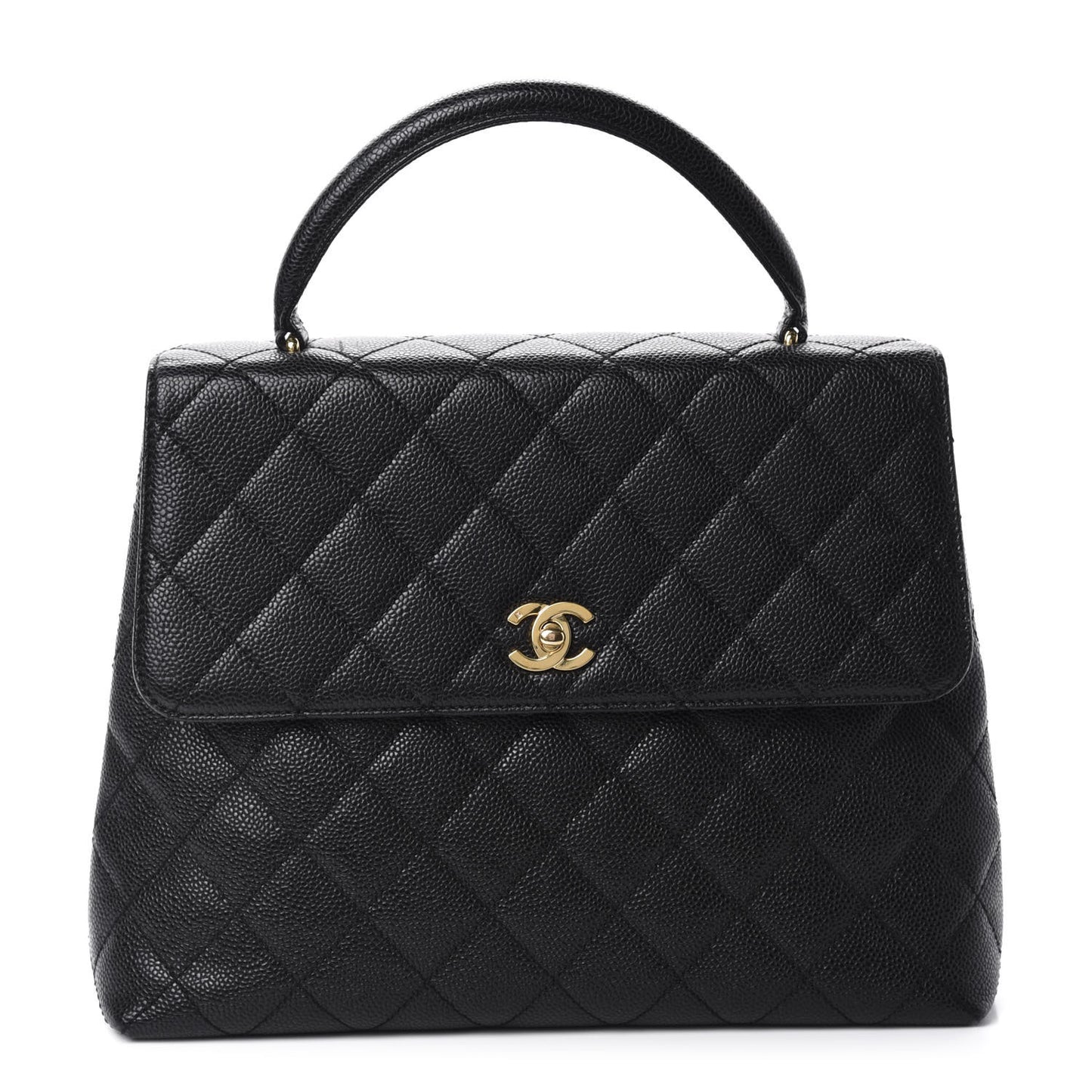 Caviar Quilted Jumbo Kelly Flap Black