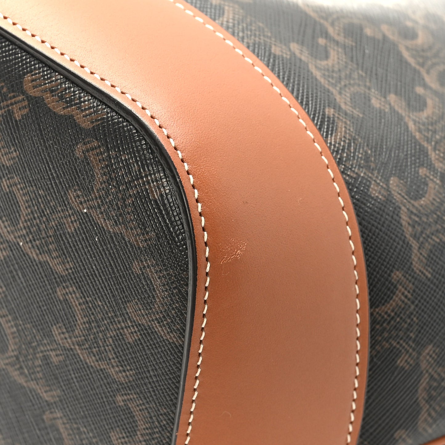 Triomphe Canvas Calfskin Medium Bucket Bag Tan