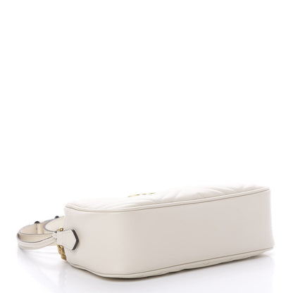 Gucci Calfskin Matelasse Small GG Marmont Chain Shoulder Bag White 4 of 12