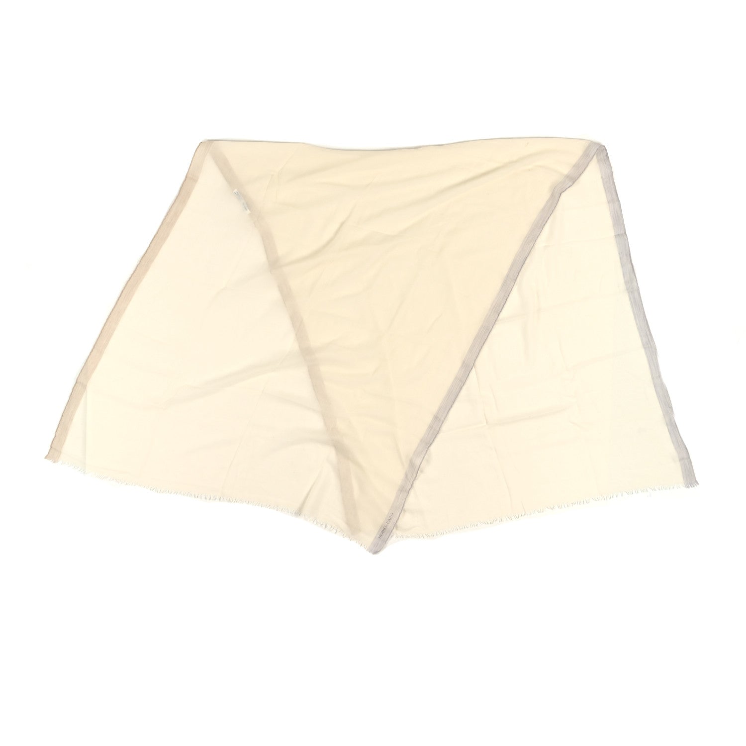 Hermes Cashmere Fringe Stole Ivory 2 of 4