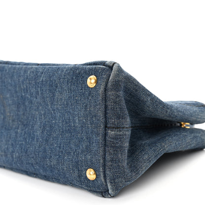 Prada Denim Small Logo Tote Bleu 9 of 10