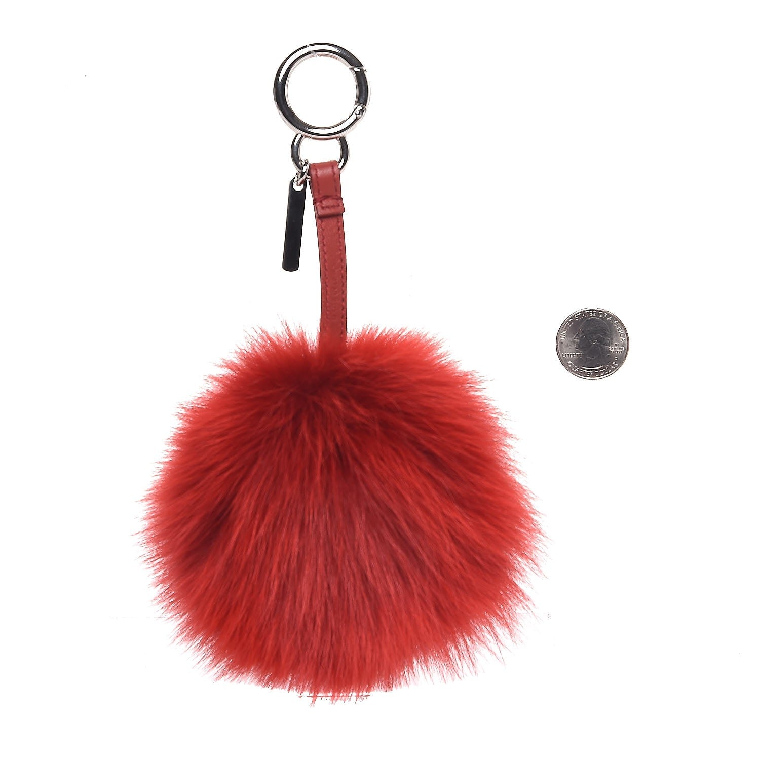 Fendi Fox Fur Pom Pom Bag Charm Red 2 of 3