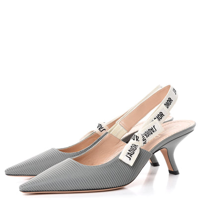 Christian Dior Technical Canvas Ribbon J Adior Slingback 65mm Pumps 40 Grey Stone 3 of 10