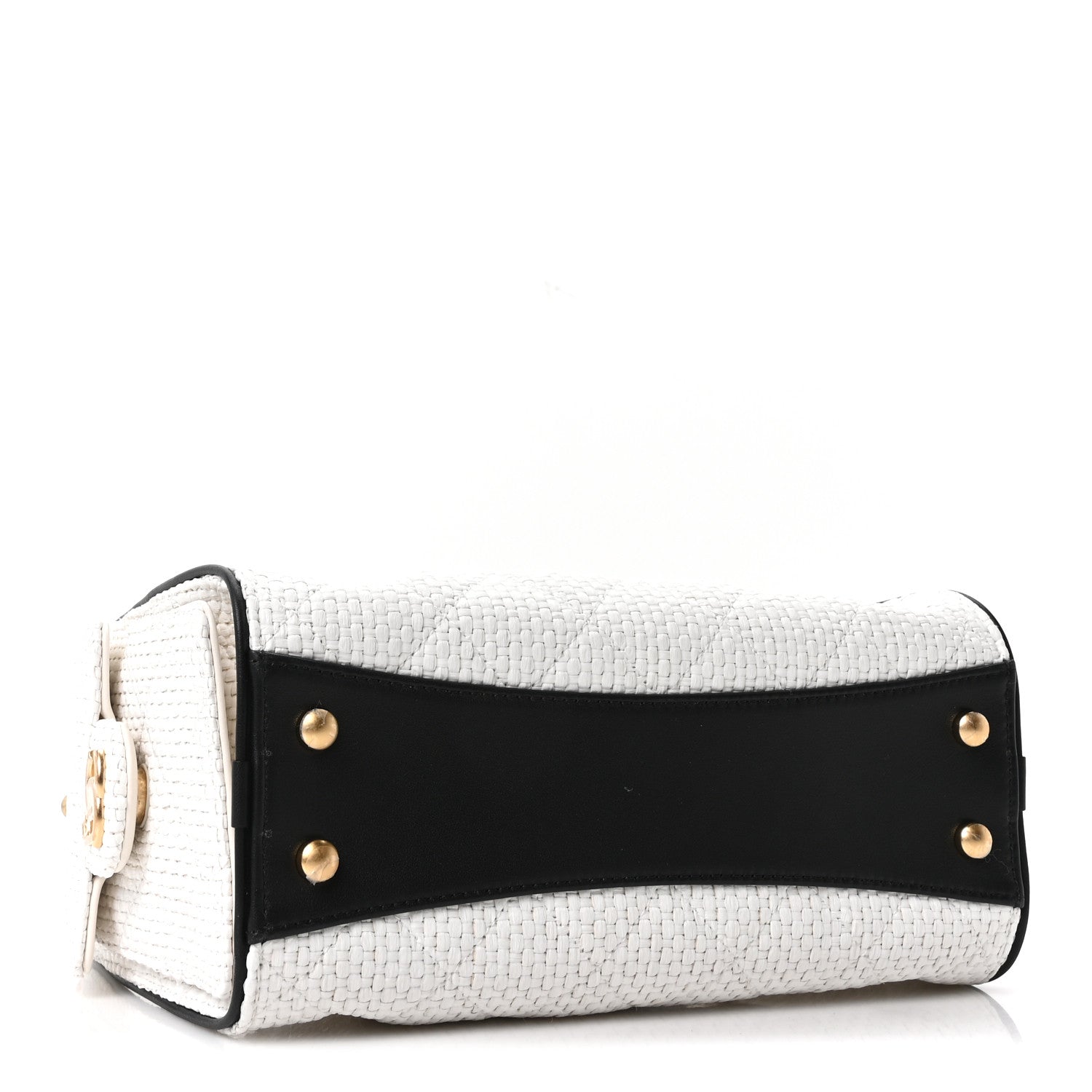 Chanel Braided Raffia Calfskin Mini Chanel 25 Handbag White Black 4 of 10