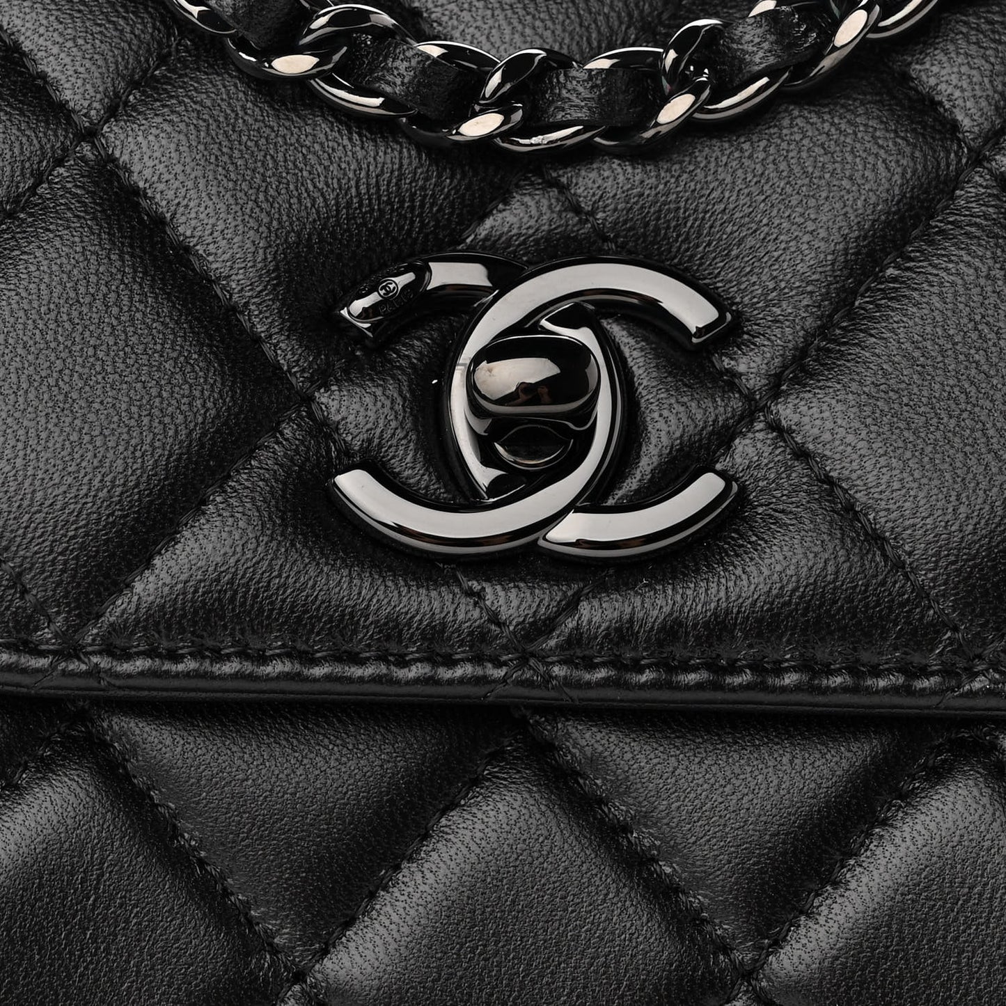 Lambskin Quilted Mini Trendy CC Chain Wallet So Black
