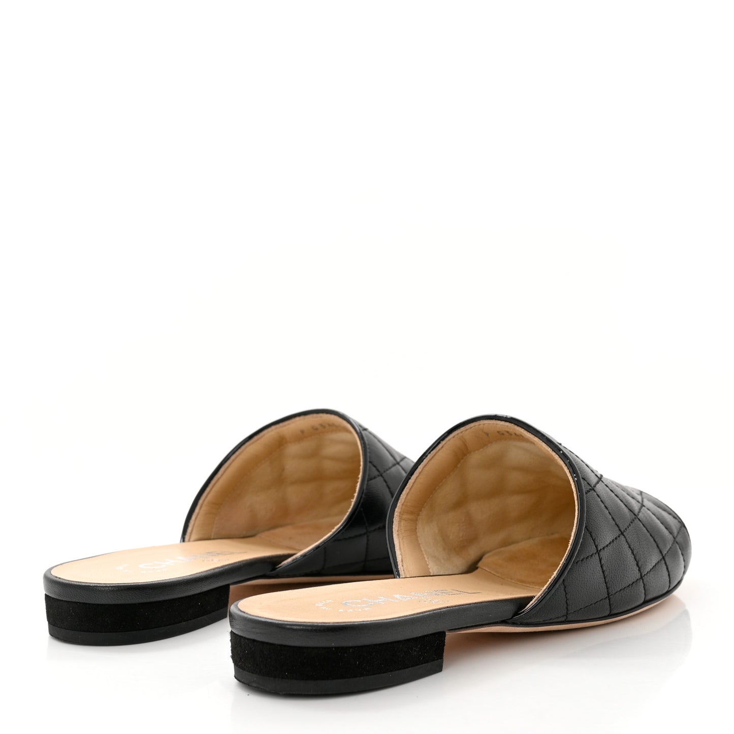 Lambskin Kid Suede Quilted Mules 36 Black
