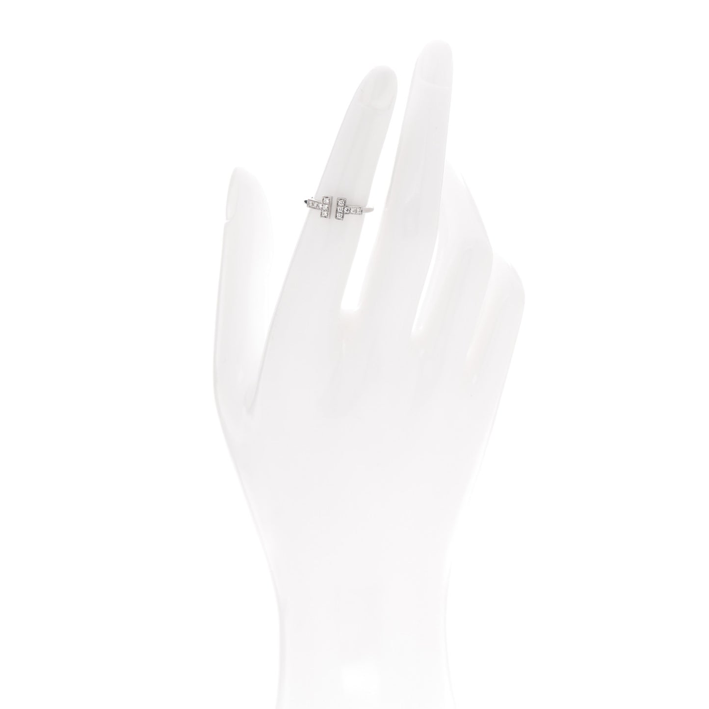 18K White Gold Diamond T Wire Ring 48 4.5
