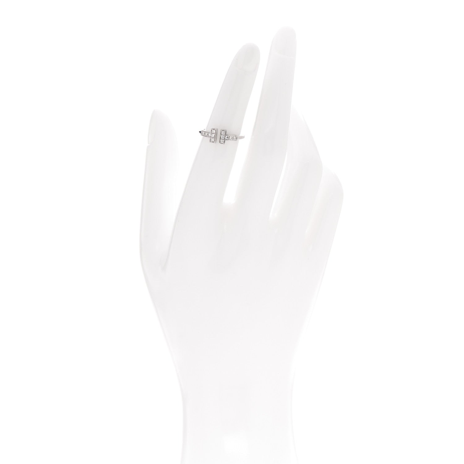 Tiffany 18K White Gold Diamond T Wire Ring 48 4.5 2 of 5