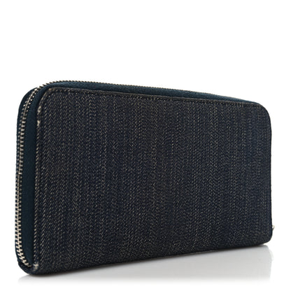 Chanel Denim Deauville Zip Around Wallet Dark Blue 3 of 8