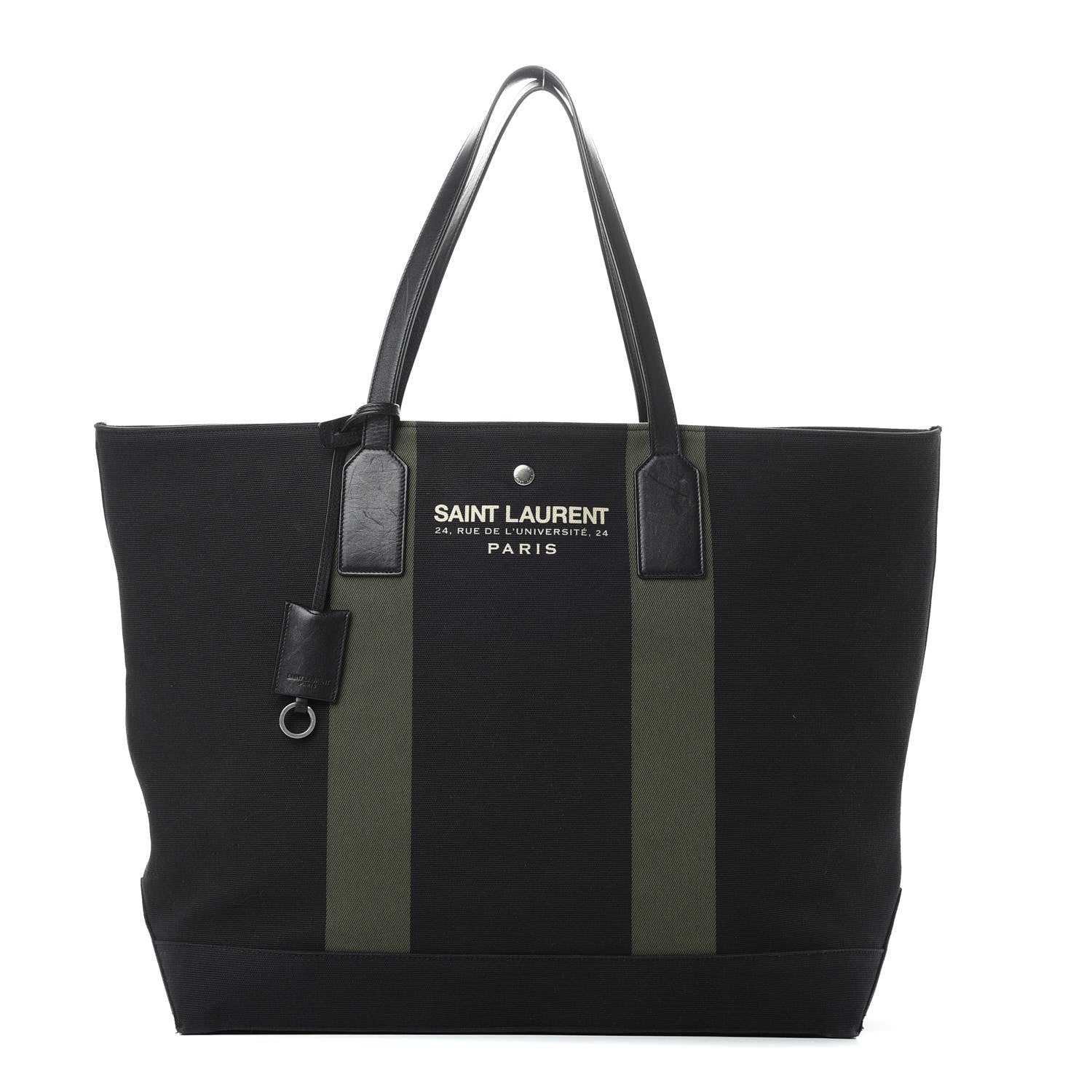Saint Laurent Canvas Beach Shopping East West Tote Black 1 of 15