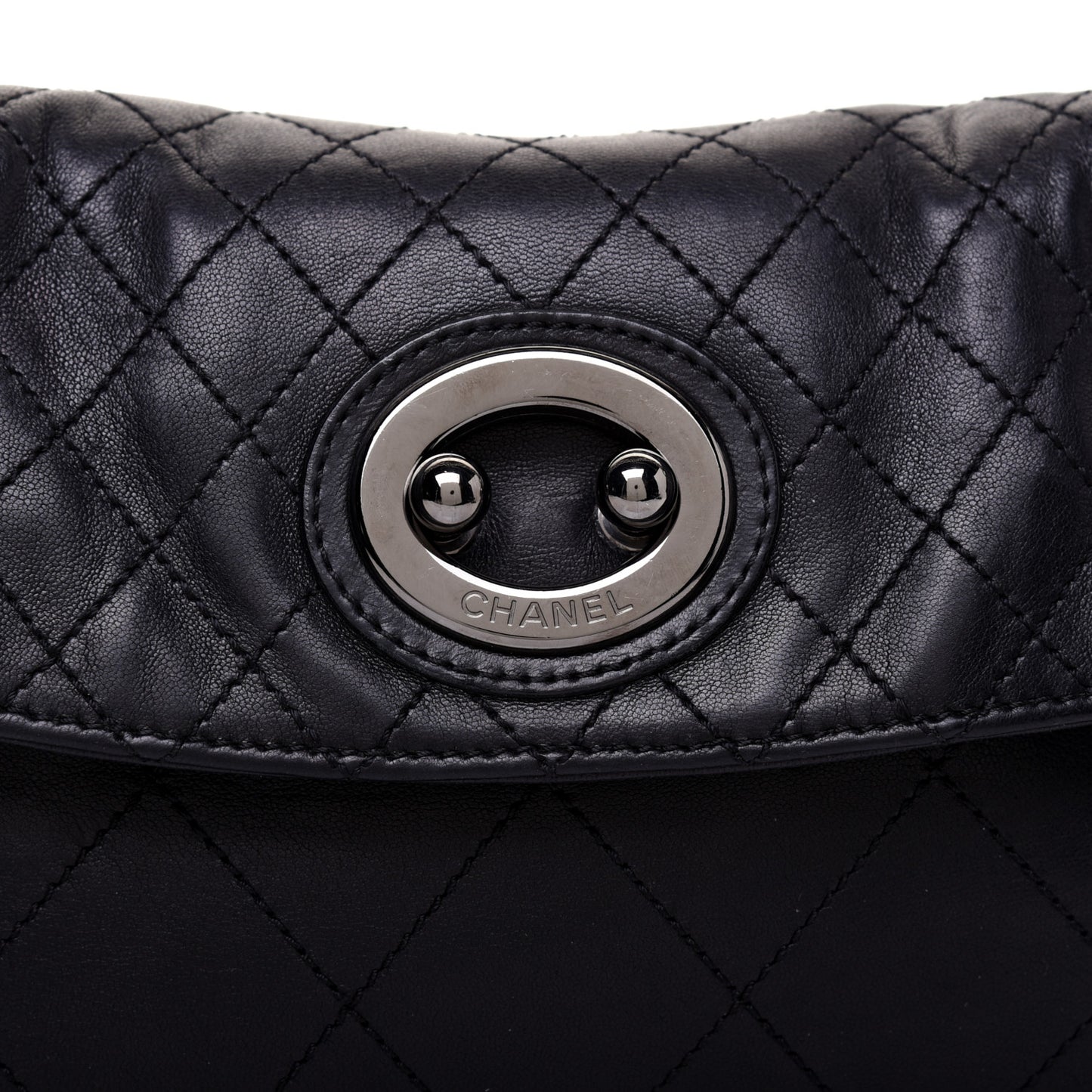 Lambskin Quilted New Lock Flap Black