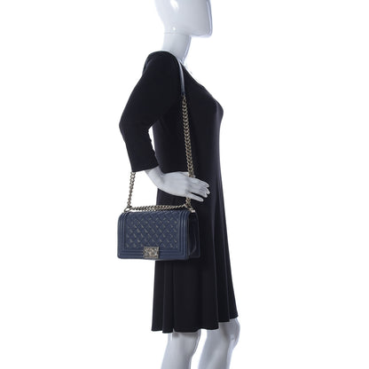Chanel Caviar Quilted Medium Boy Flap Blue 2 of 14